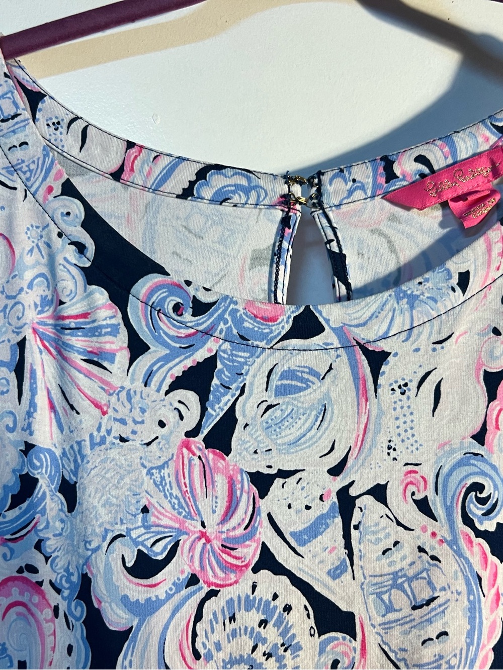 Lilly Pulitzer High Tide Navy Its For Shore Navy Pink Paisley Lula Romper Size L - Picture 7 of 8